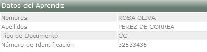 Datos del Aprendiz