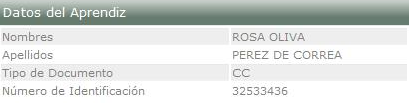 Datos del Aprendiz