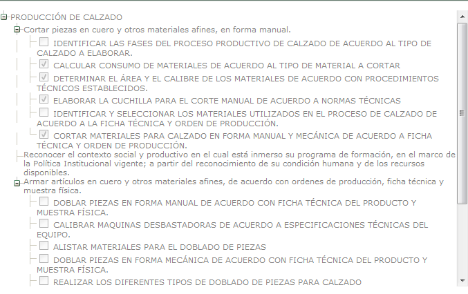 listado de competencias y resultados