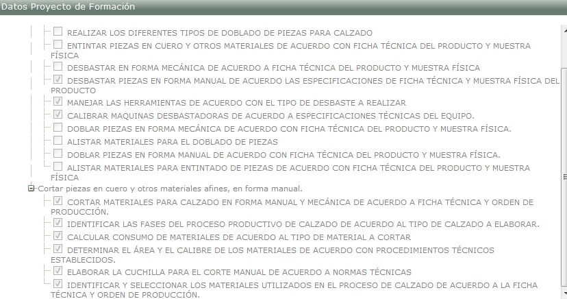 Listado de competencias y resultados