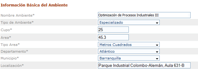 Formulario: Información Básica del Ambiente