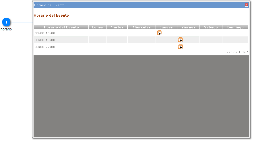 Horario del Evento