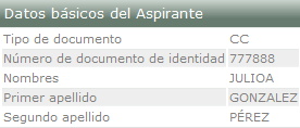 Datos del Aspirante
