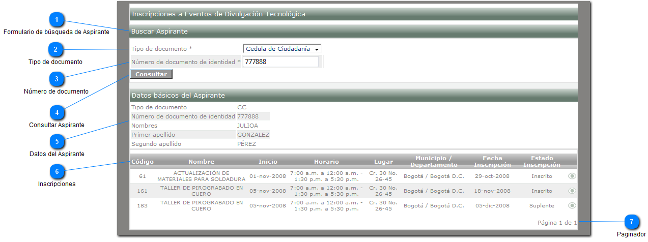 Consultar inscripciones