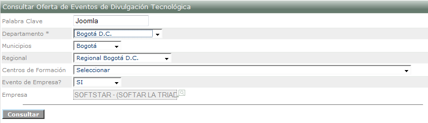 Formulario de búsqueda de ofertas
