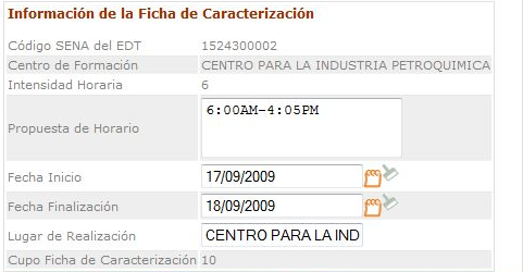 Información Ficha de Caracterización