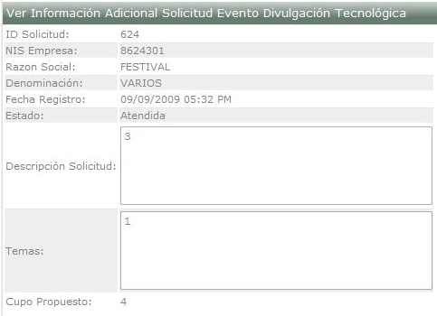 Ver Información Adicional Solicitud EDT