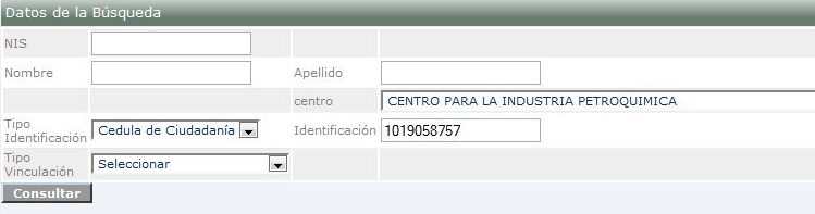 Panel Datos de la Búsqueda