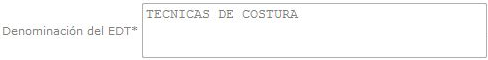 Denominación del EDT