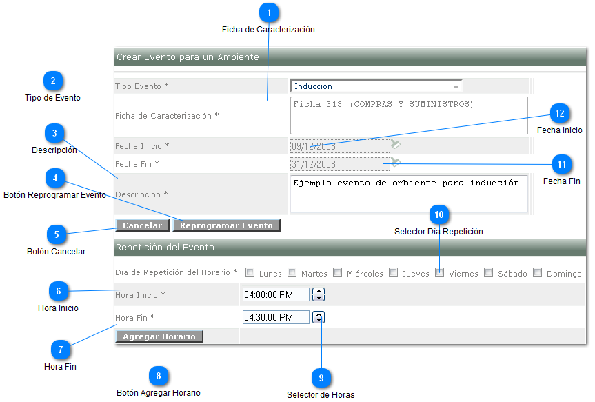 Formulario - Paso 4: Ingreso de Repeticiones del evento