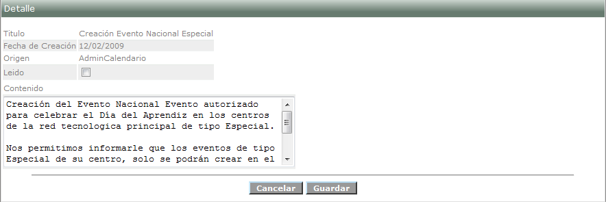 Detalle Mensaje