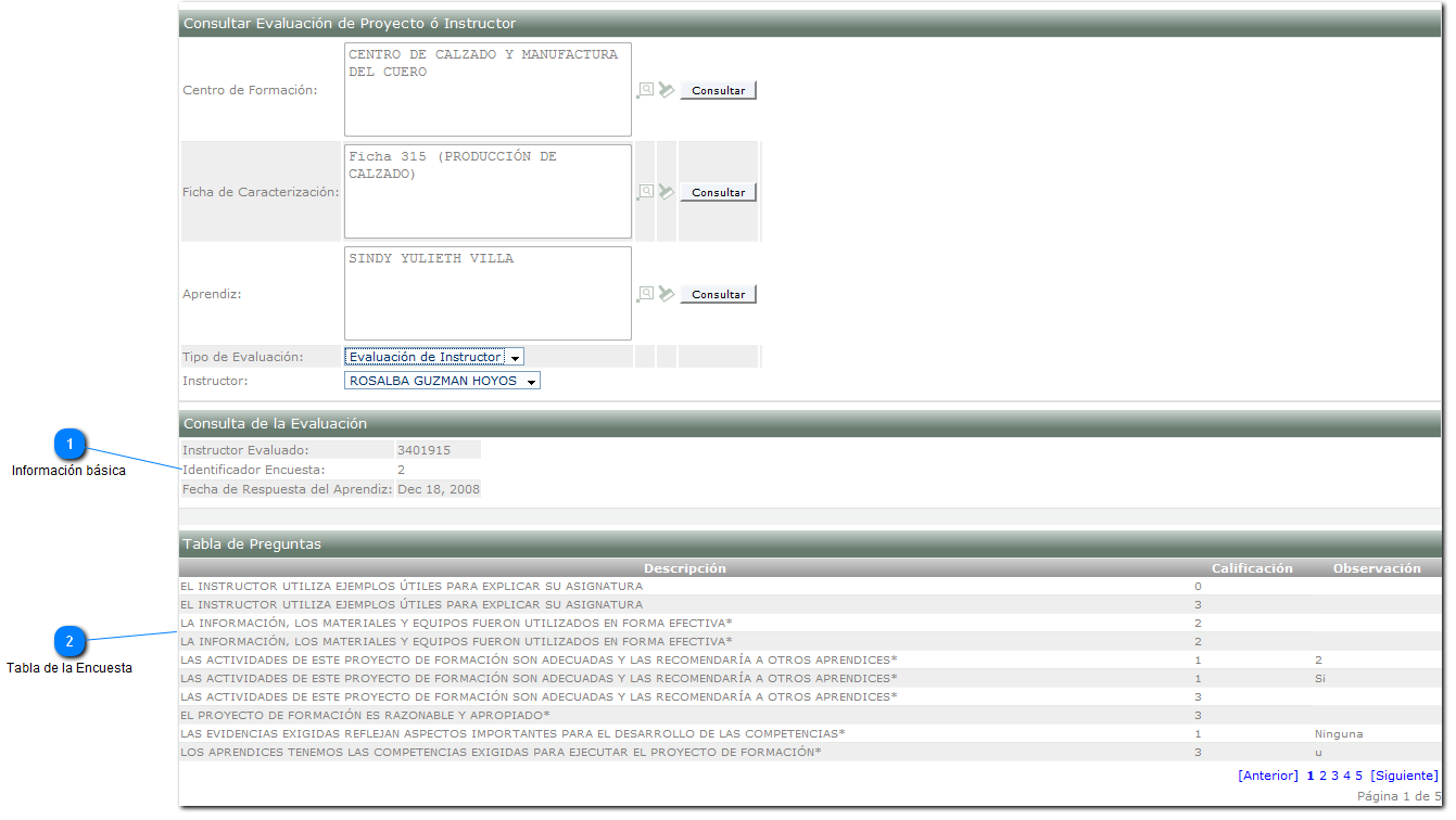 Resultado de la Evaluación del Instructor