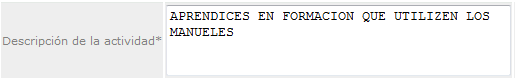 Descripción actividad