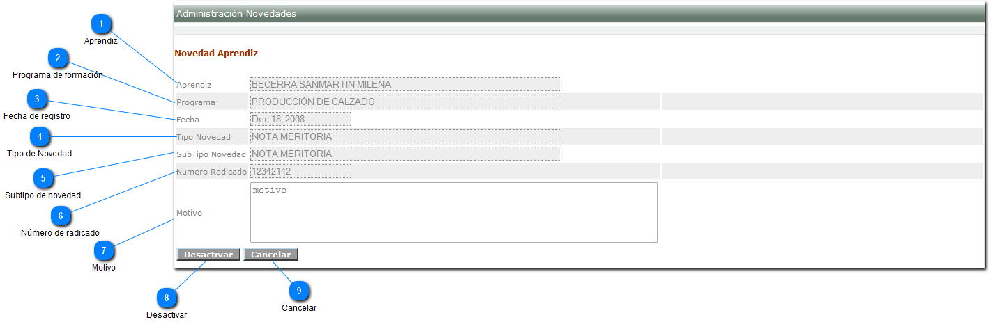 Desactivar la novedad