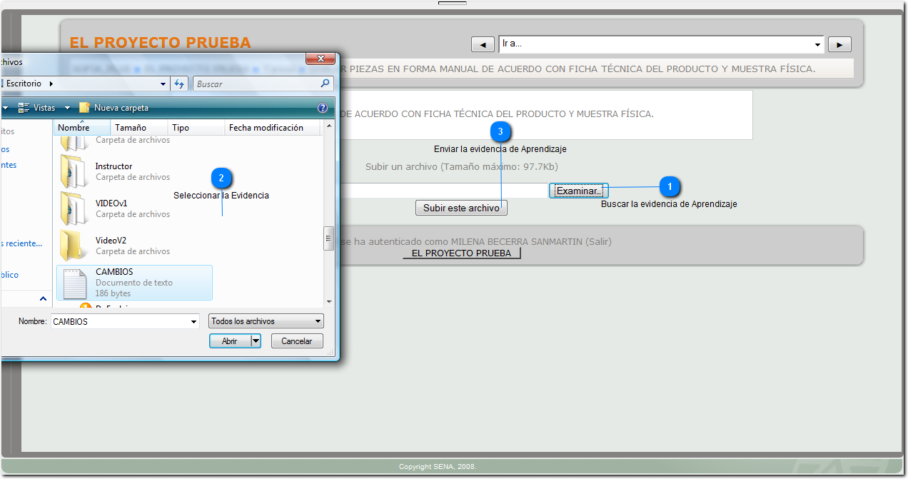Seleccionar Resultado y Enviar Evidencia de Aprendizaje