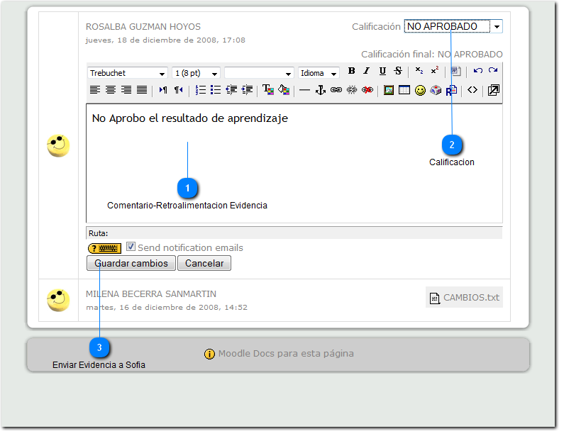 Enviar-Calificar-Actuzalizar Evidencia de Aprendizaje