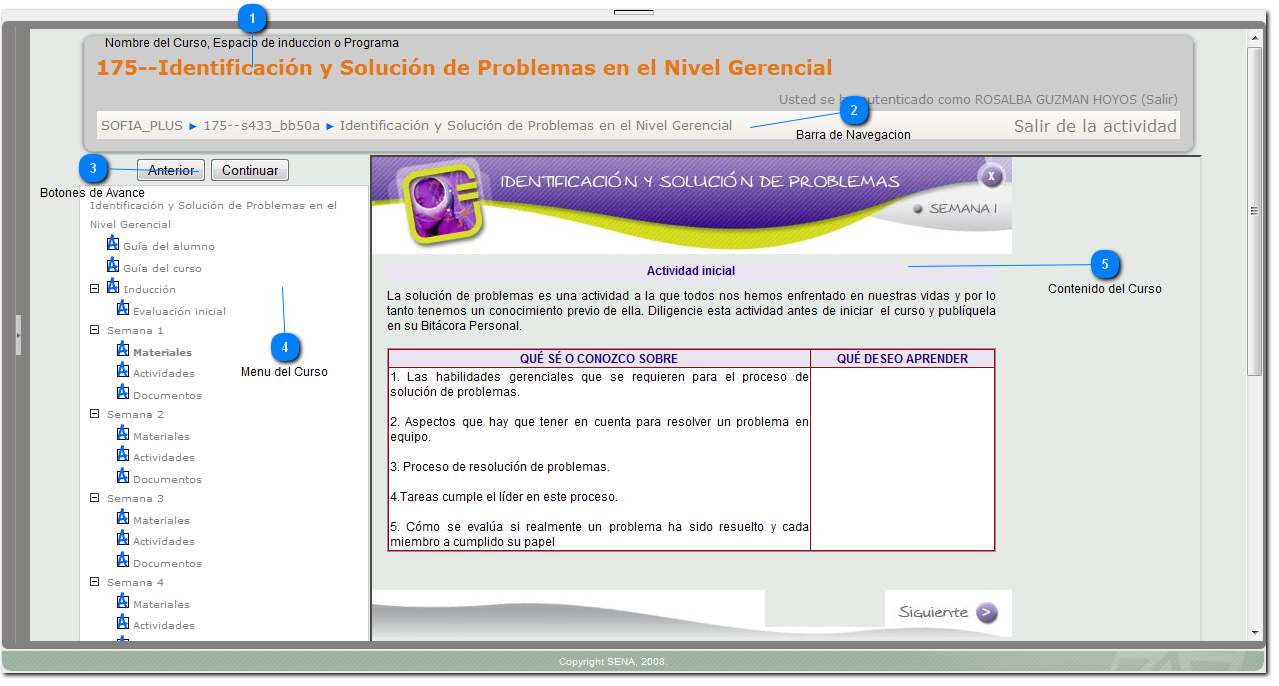 Ingresar Espacios Induccion, Programa, Cursos
