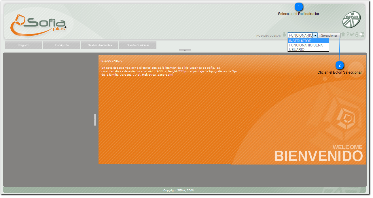 Seleccionar el Rol de Instructor