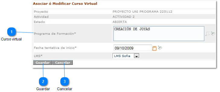 Modificación de curso virtual