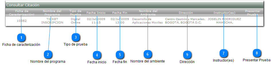 Consultar Citación a Prueba