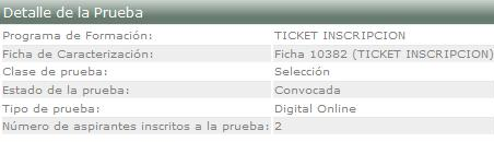 Información detallada de la prueba