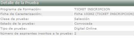 Información detallada de la prueba