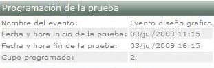 Programación de la prueba