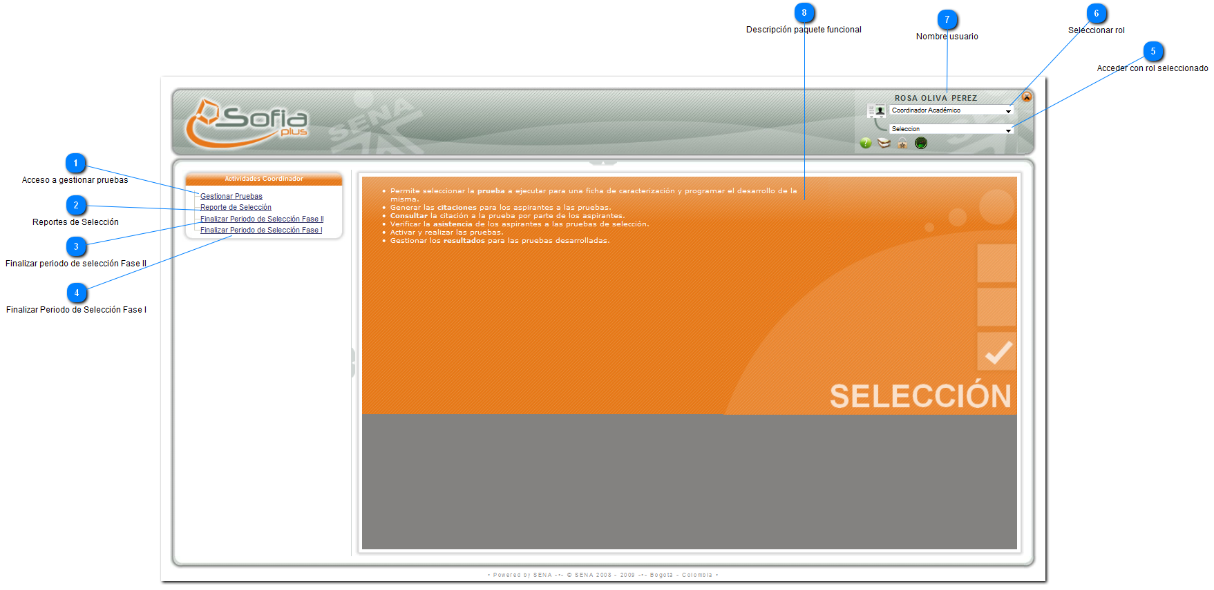 Menú Rol Coordinador Académico de Centro