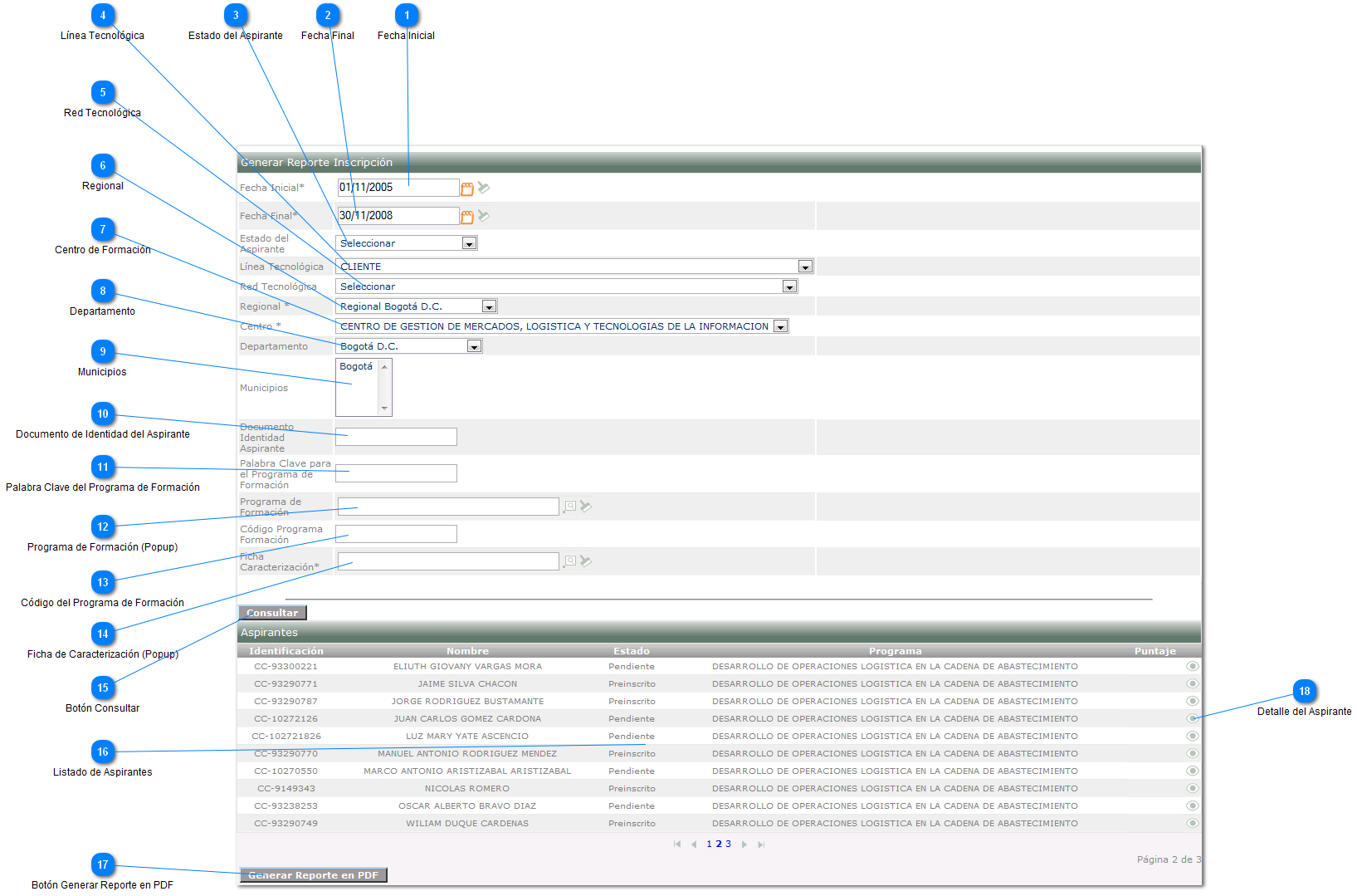 Generar Reporte de Inscripción