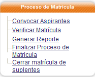 Menú Matrícula