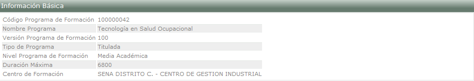 Información Básica Programa Formación