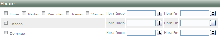 Panel de Horario